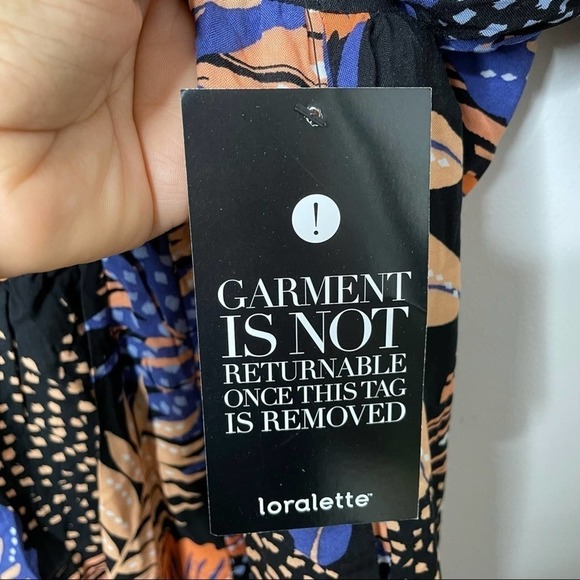 Loralette Janet Collar Dress - black palm size 18/20 - Picture 7 of 7